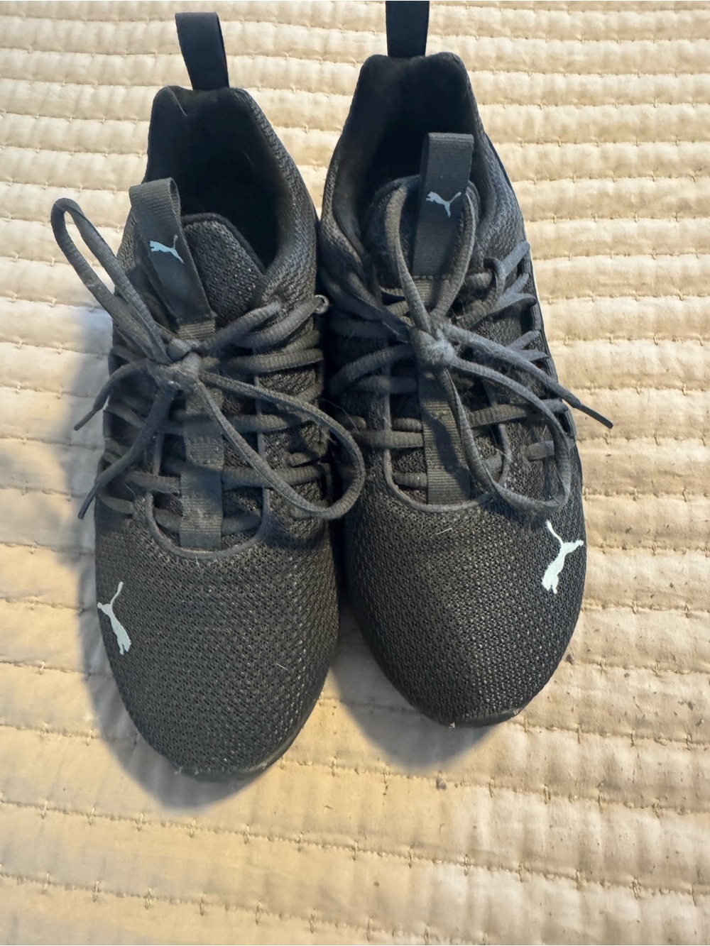 Puma Black Knit Low-Top Sneakers with White Logos